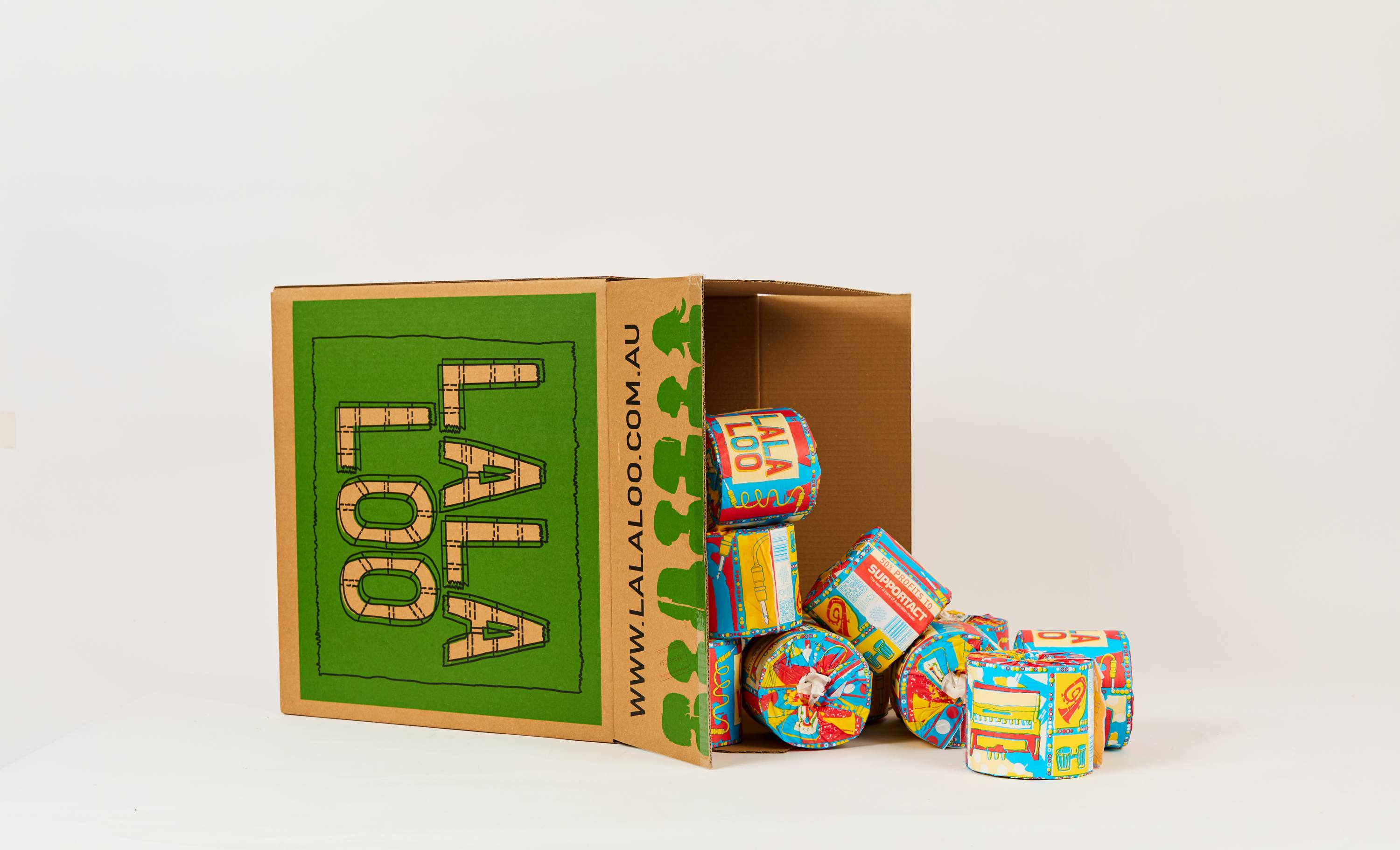 Open carton of LaLaLoo rolls